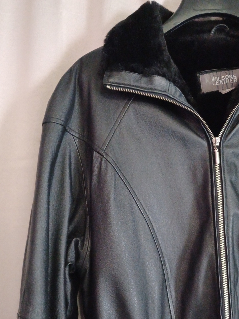 Wilsons Leather Vintage Y2K Black Penny Lane Faux Fur Belted Coat Jacket Sz M - Picture 4 of 16
